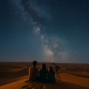 Group stargazing in Riyadh desert – top stopover activity for travelers