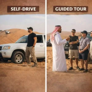 Self-Drive vs Guided Desert Safari Riyadh: Exploring desert adventures in Riyadh.